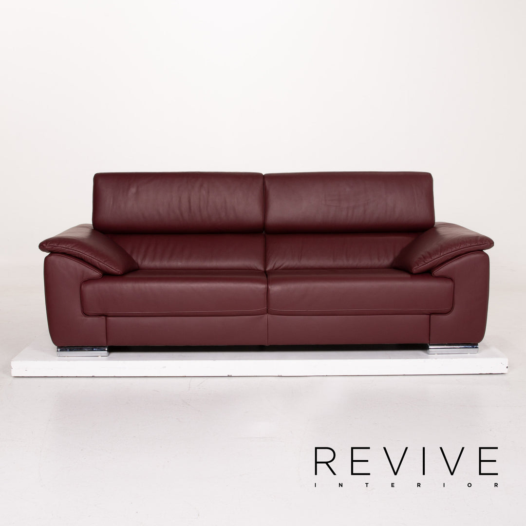 Ewald Schillig marque Blues ensemble de canapé en cuir rouge foncé trois places deux places #15227