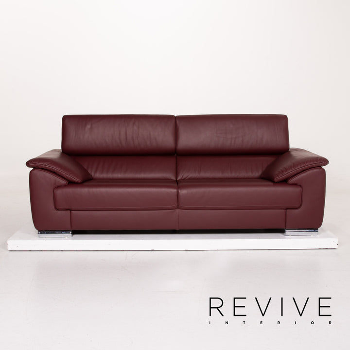 Ewald Schillig marque Blues ensemble de canapé en cuir rouge foncé trois places deux places #15227