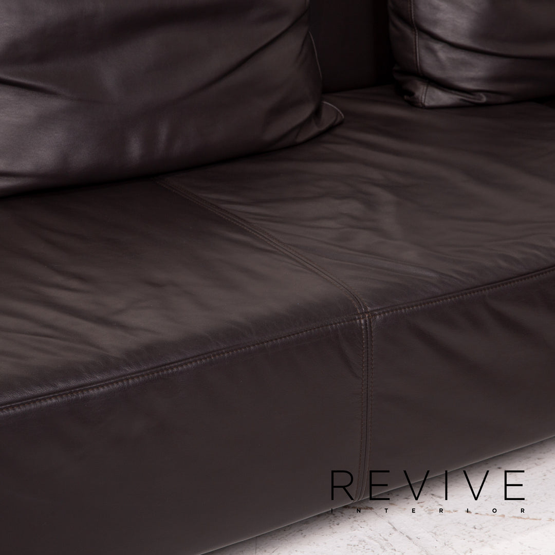Ewald Schillig leather sofa set modular brown dark brown 1x corner sofa 1x coffee table #15129
