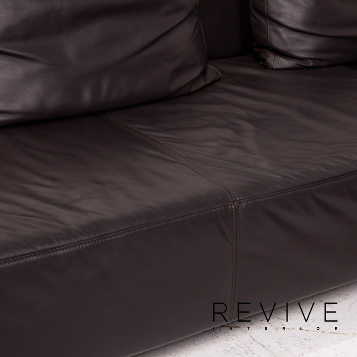 Ewald Schillig leather sofa set modular brown dark brown 1x corner sofa 1x coffee table #15129