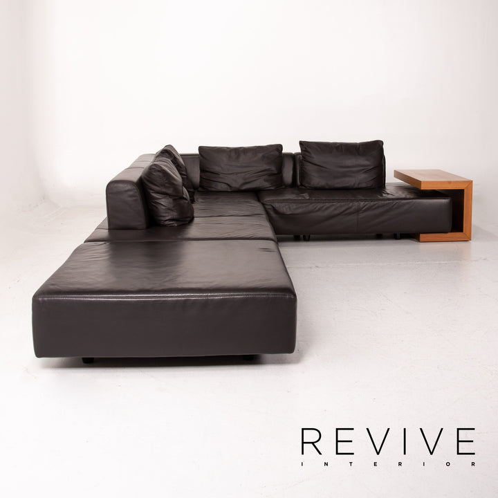 Ewald Schillig leather sofa set modular brown dark brown 1x corner sofa 1x coffee table #15129