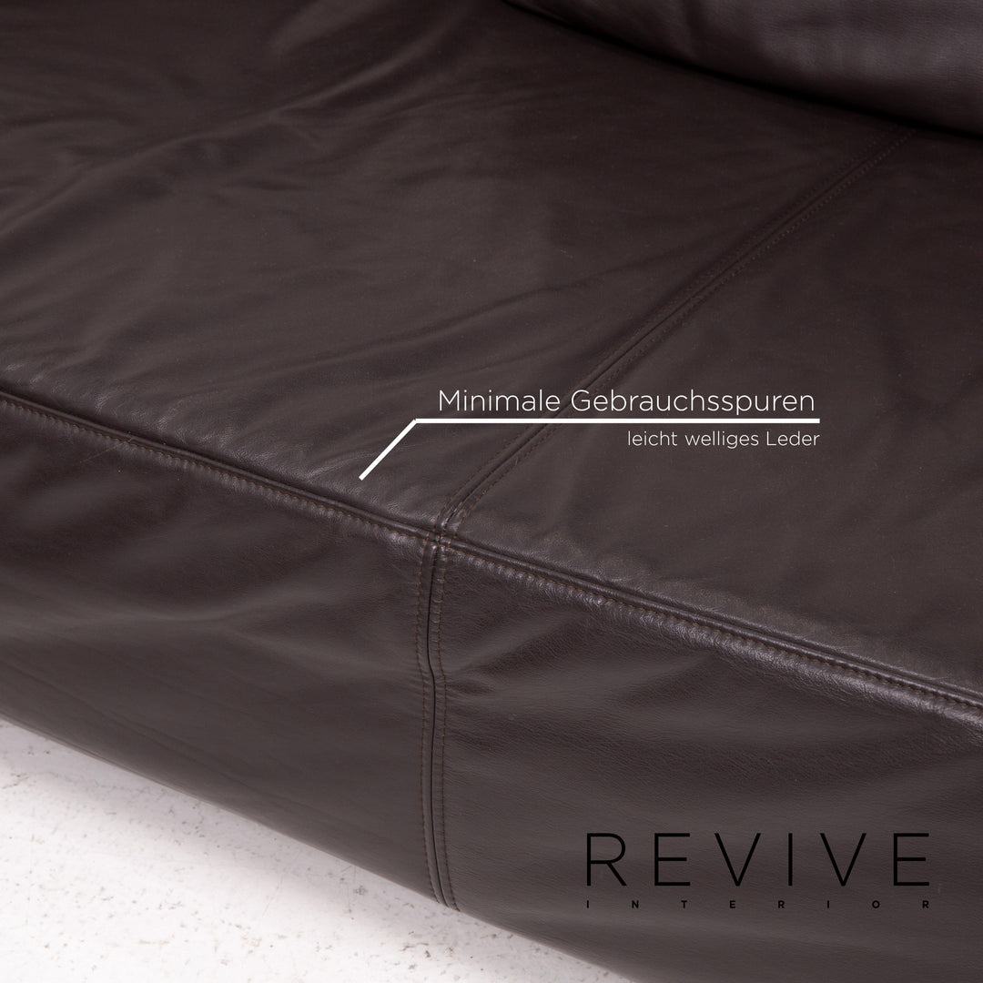 Ewald Schillig leather sofa set modular brown dark brown 1x corner sofa 1x coffee table #15129