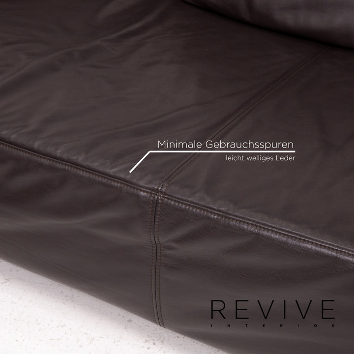 Ewald Schillig leather sofa set modular brown dark brown 1x corner sofa 1x coffee table #15129