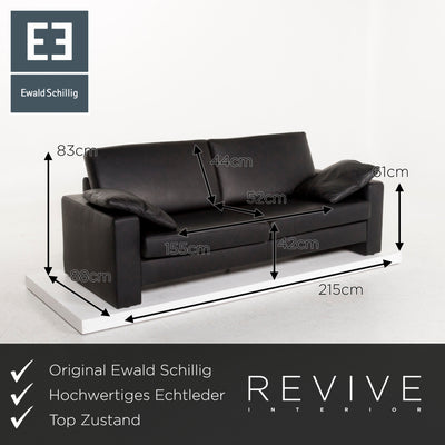Ewald Schillig Leder Sofa Garnitur Schwarz 2x Dreisitzer Couch #12702