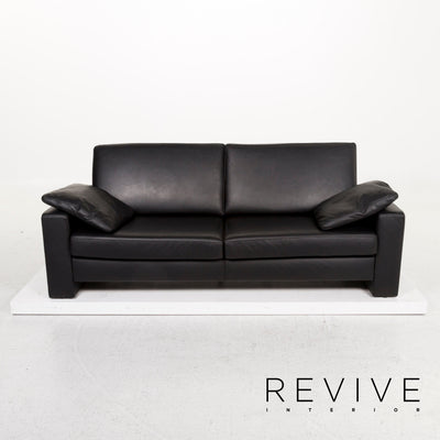 Ewald Schillig Leder Sofa Garnitur Schwarz 2x Dreisitzer Couch #12702