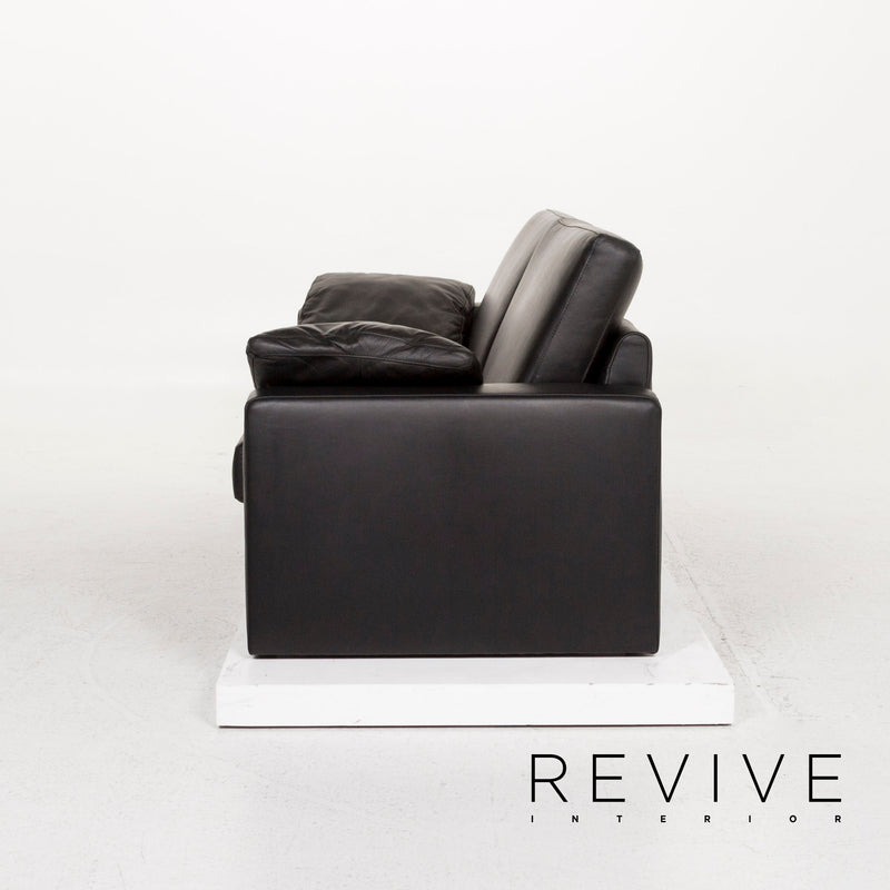 Ewald Schillig Leder Sofa Garnitur Schwarz 2x Dreisitzer Couch 