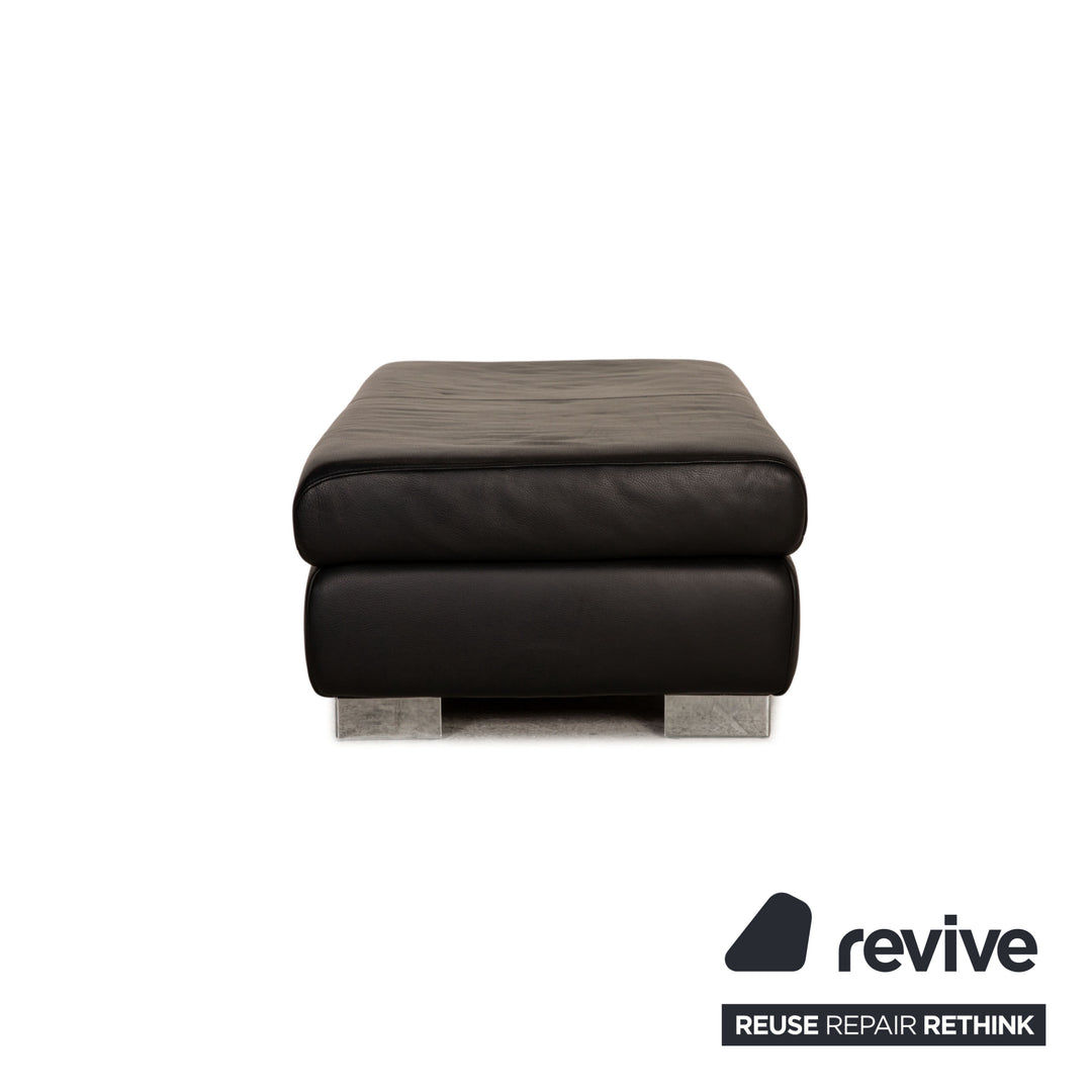 Ewald Schillig Leder Sofa Garnitur Schwarz Dreisitzer Hocker Funktion