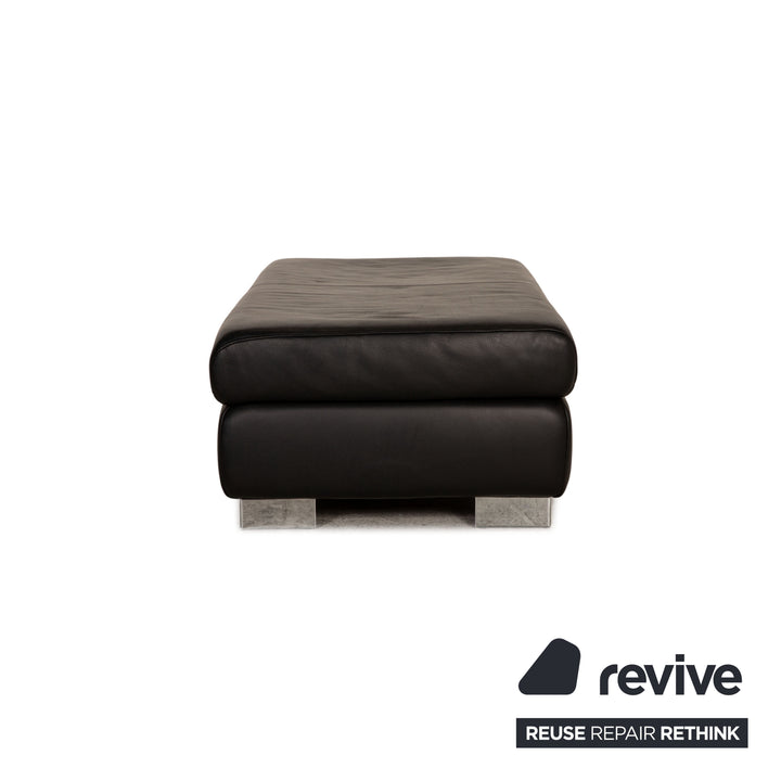 Ewald Schillig Leder Sofa Garnitur Schwarz Dreisitzer Hocker Funktion
