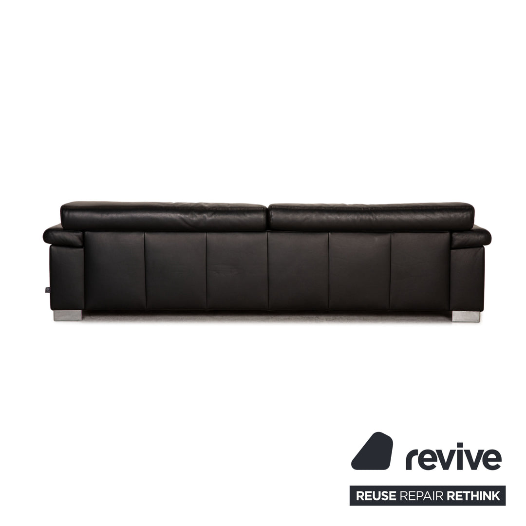 Ewald Schillig Leder Sofa Garnitur Schwarz Dreisitzer Hocker Funktion