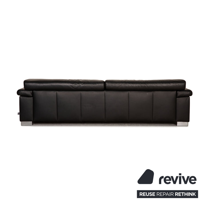 Ewald Schillig Leder Sofa Garnitur Schwarz Dreisitzer Hocker Funktion