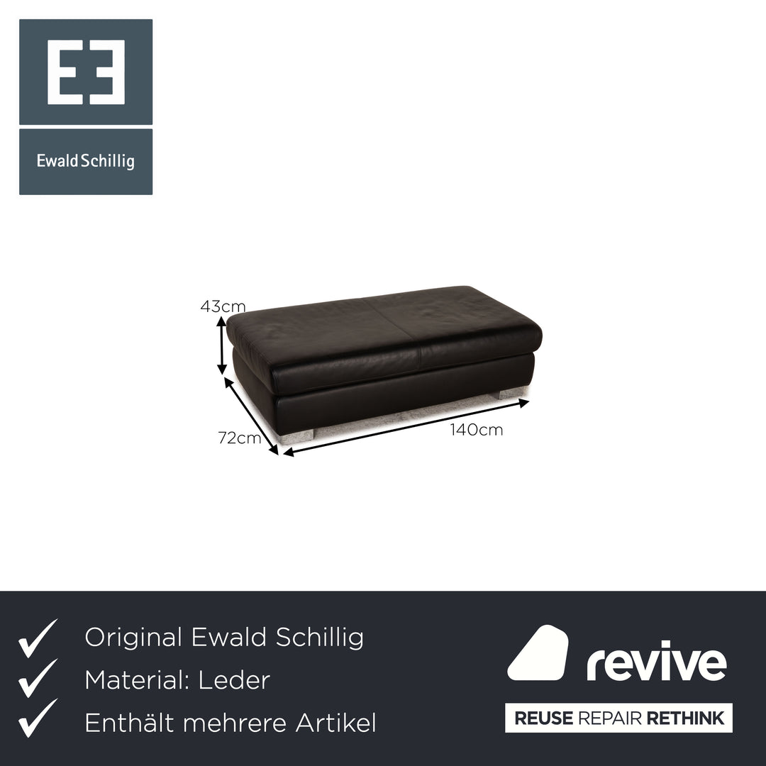 Ewald Schillig Leder Sofa Garnitur Schwarz Dreisitzer Hocker Funktion