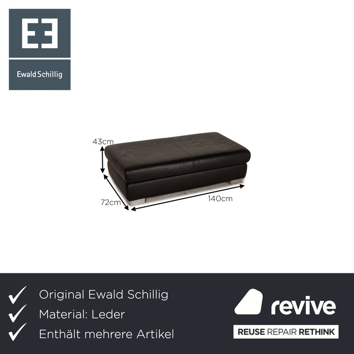 Ewald Schillig Leder Sofa Garnitur Schwarz Dreisitzer Hocker Funktion
