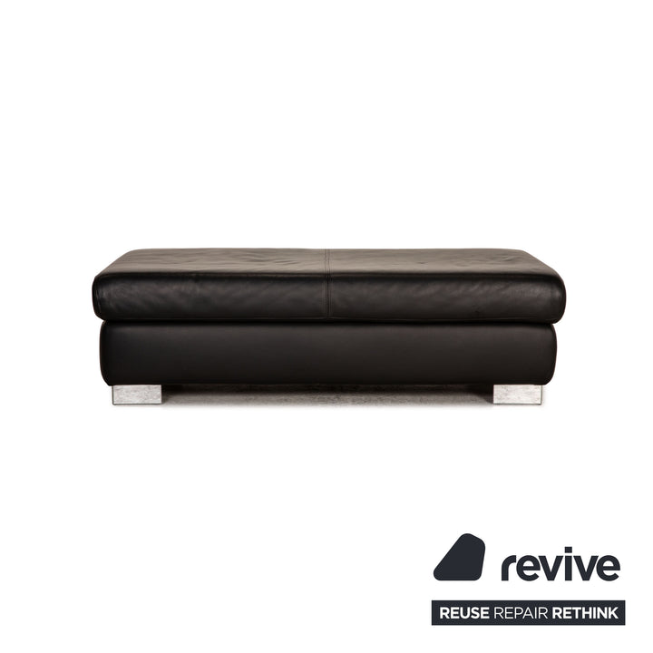 Ewald Schillig Leder Sofa Garnitur Schwarz Dreisitzer Hocker Funktion