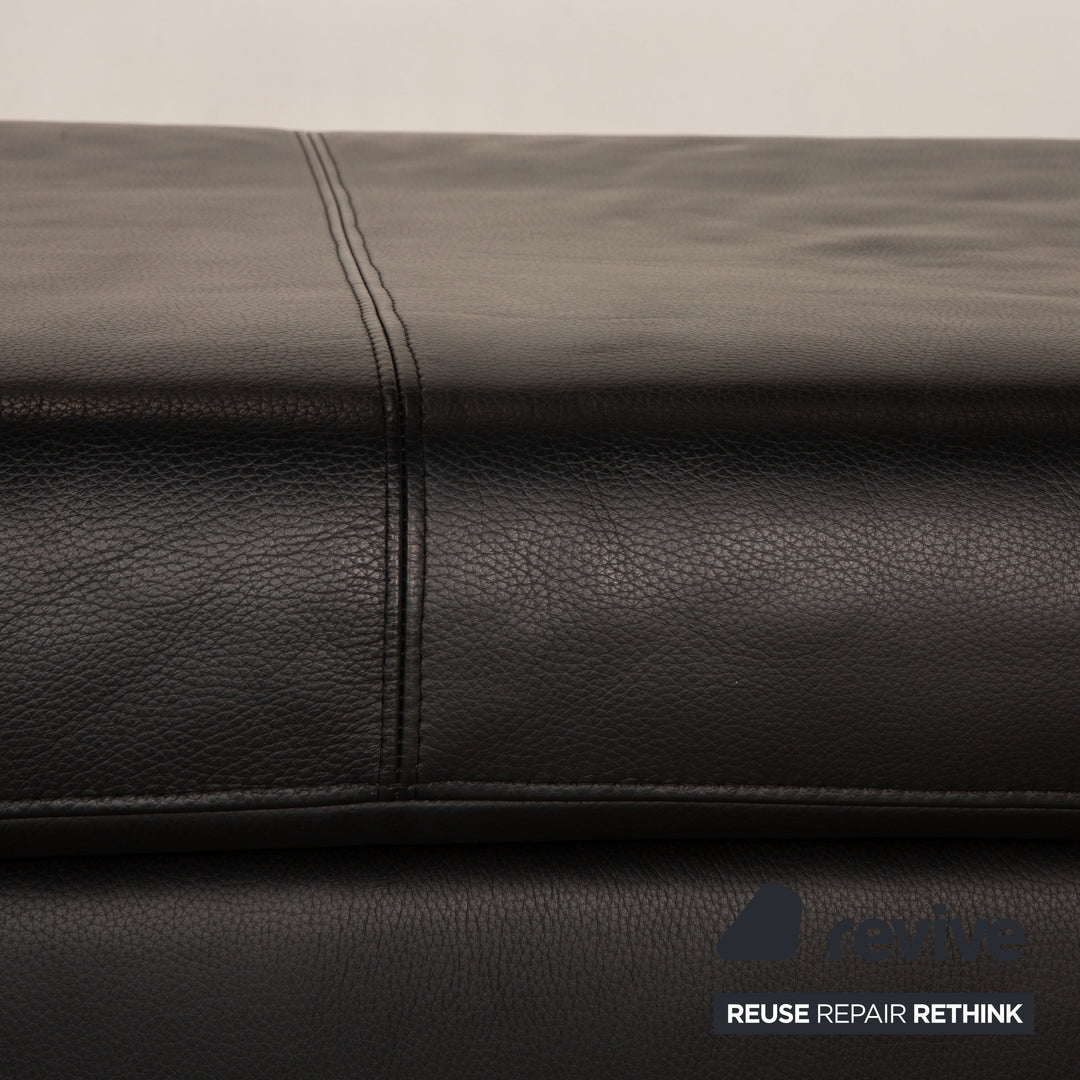 Ewald Schillig Leder Sofa Garnitur Schwarz Dreisitzer Hocker Funktion