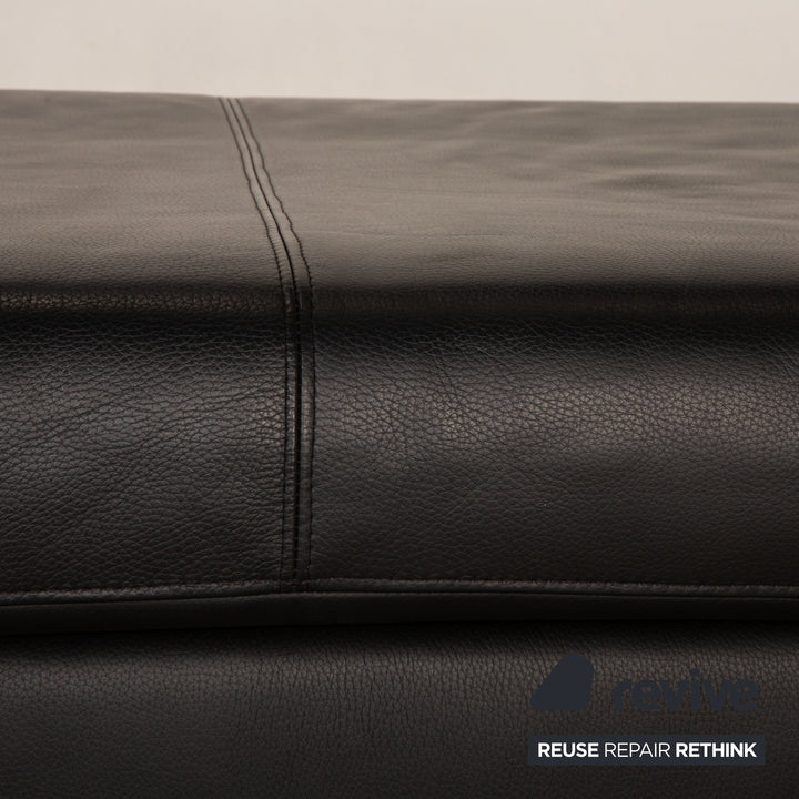 Ewald Schillig Leder Sofa Garnitur Schwarz Dreisitzer Hocker Funktion