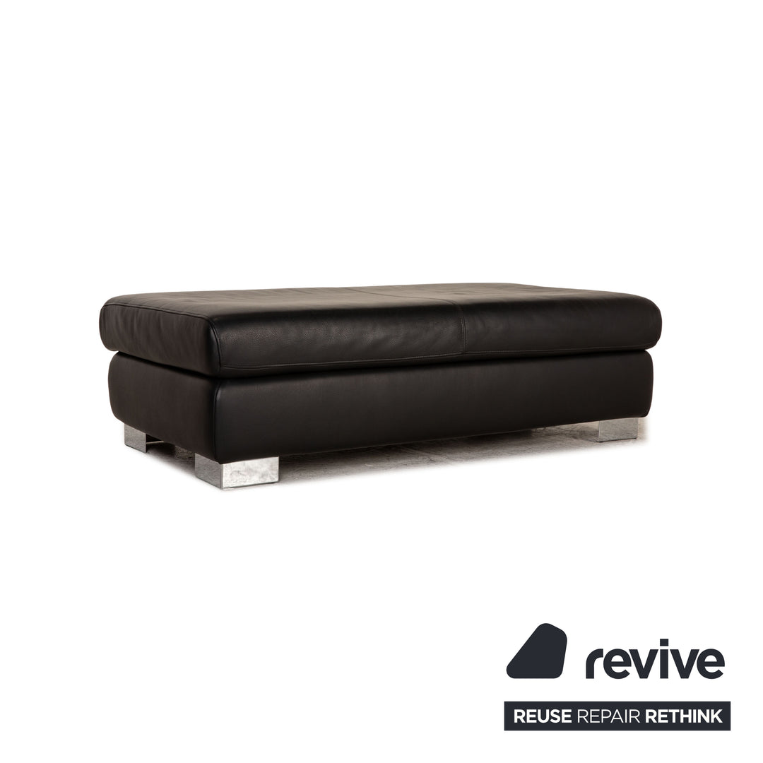 Ewald Schillig Leder Sofa Garnitur Schwarz Dreisitzer Hocker Funktion