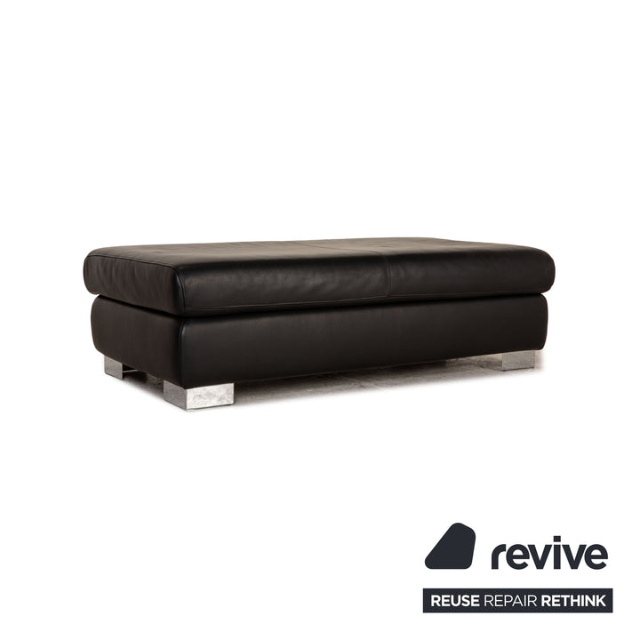 Ewald Schillig Leder Sofa Garnitur Schwarz Dreisitzer Hocker Funktion