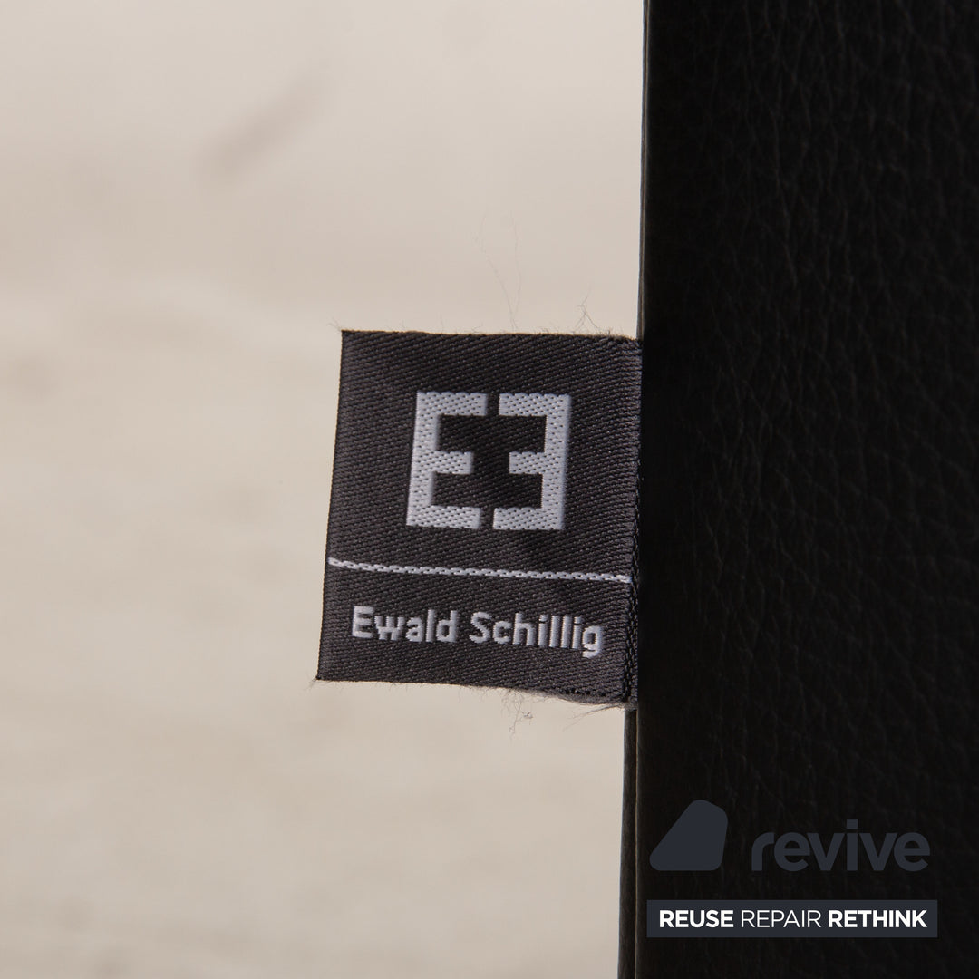 Ewald Schillig Leder Sofa Garnitur Schwarz Dreisitzer Hocker Funktion