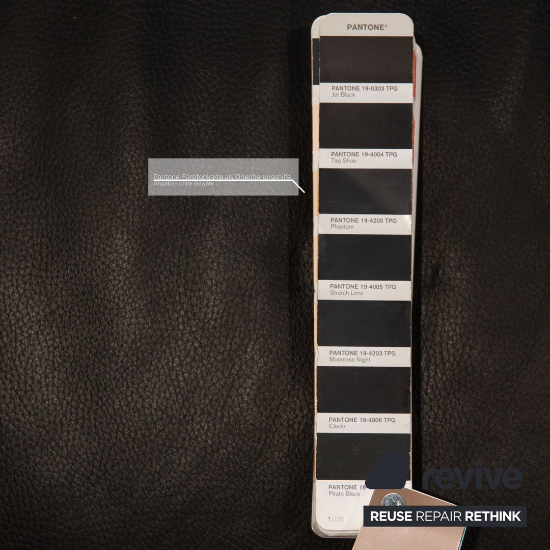 Ewald Schillig Leder Sofa Garnitur Schwarz Dreisitzer Hocker Funktion