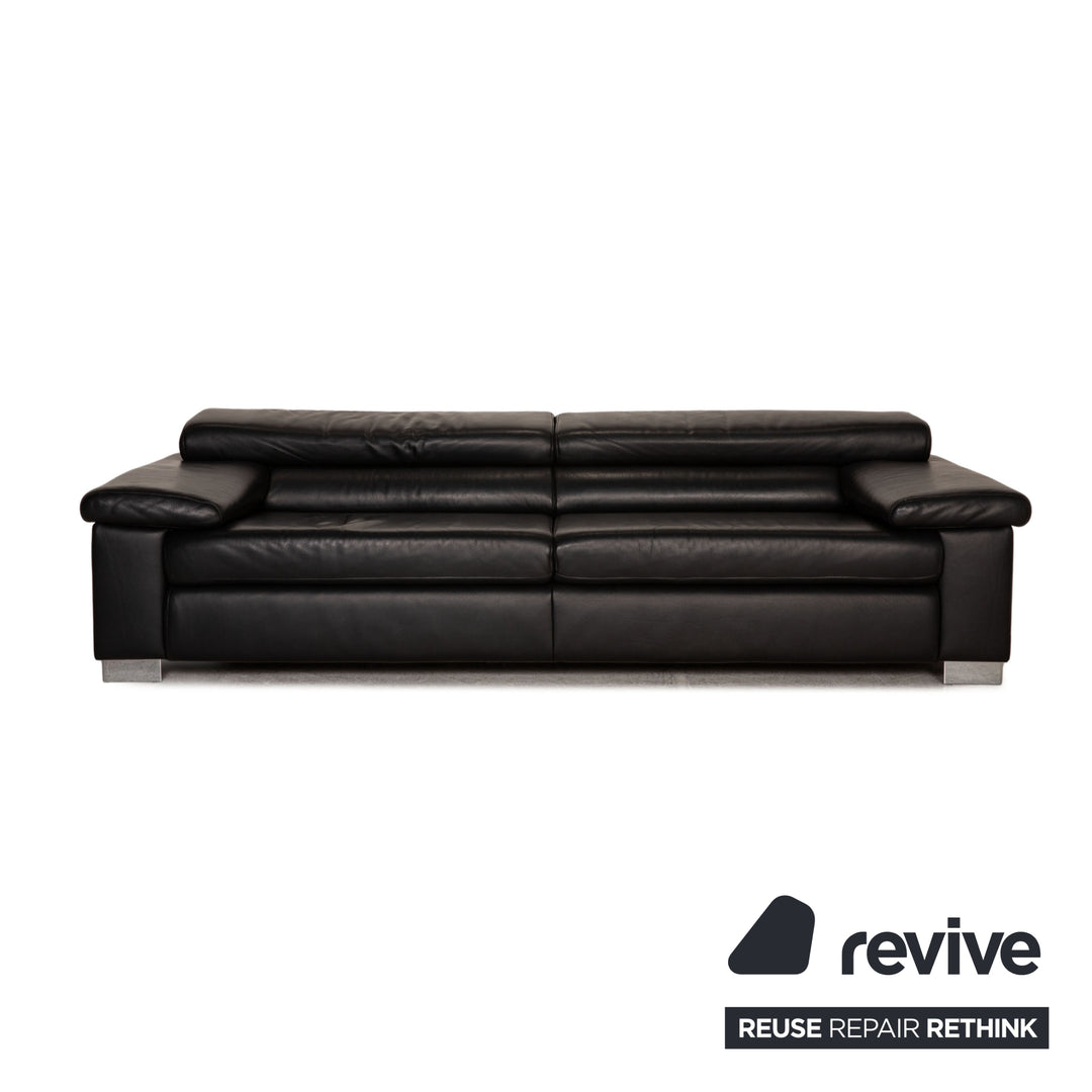 Ewald Schillig Leder Sofa Garnitur Schwarz Dreisitzer Hocker Funktion