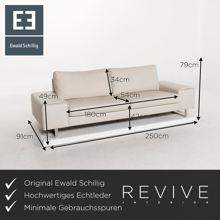 Ewald Schillig leather sofa beige three-seater #13020
