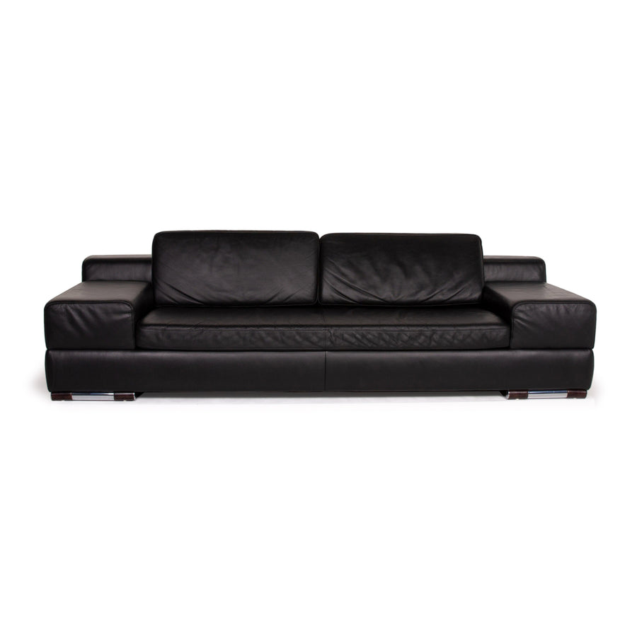 Ewald Schillig Leder Sofa Schwarz Dreisitzer #13930
