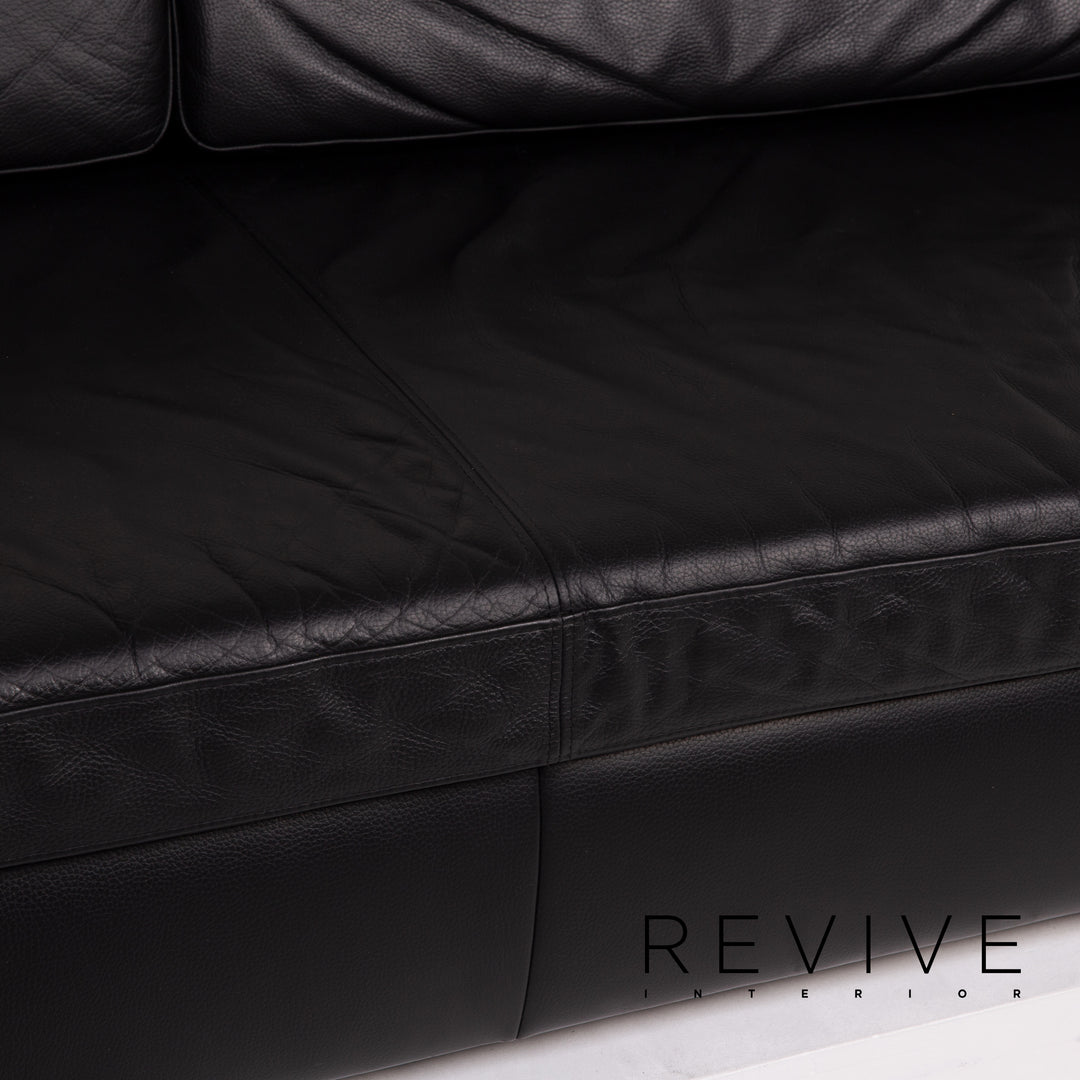 Ewald Schillig Leder Sofa Schwarz Dreisitzer #13930