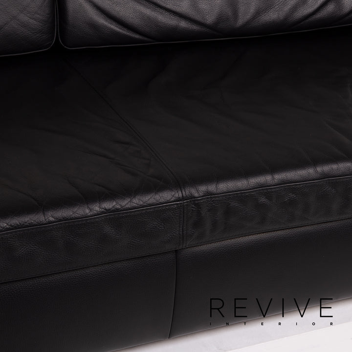 Ewald Schillig Leder Sofa Schwarz Dreisitzer #13930