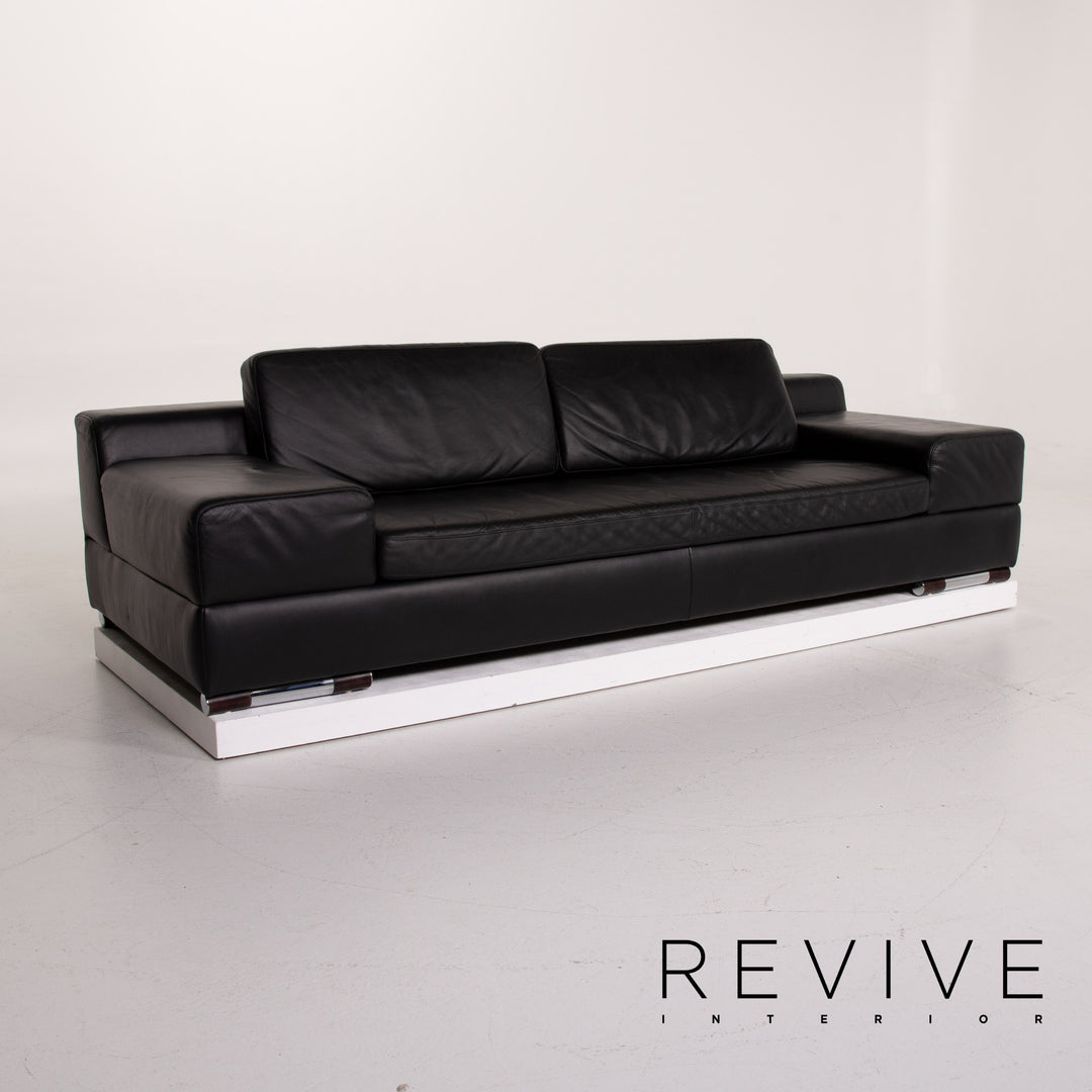 Ewald Schillig Leder Sofa Schwarz Dreisitzer #13930
