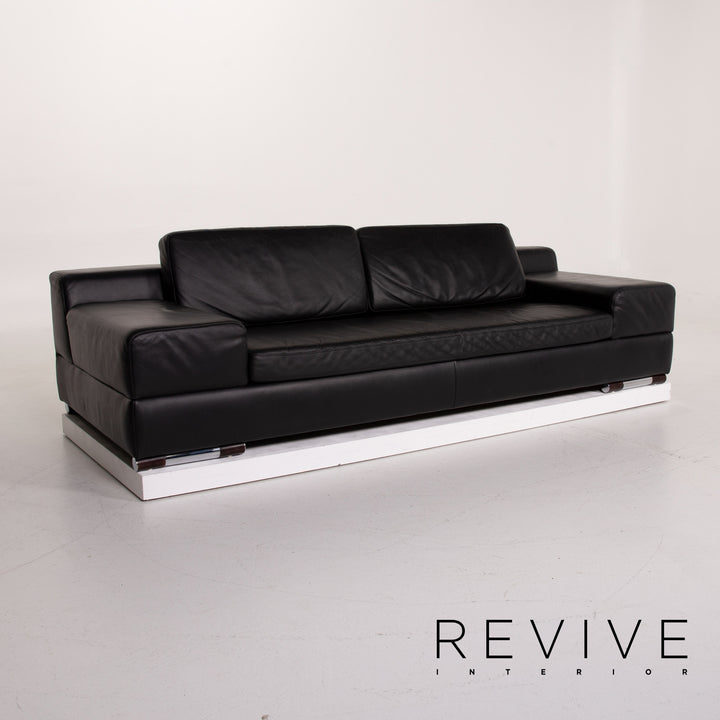 Ewald Schillig Leder Sofa Schwarz Dreisitzer #13930