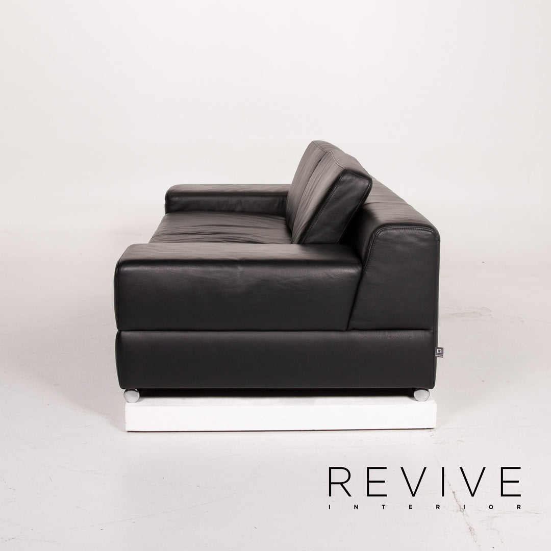 Ewald Schillig Leder Sofa Schwarz Dreisitzer #13930