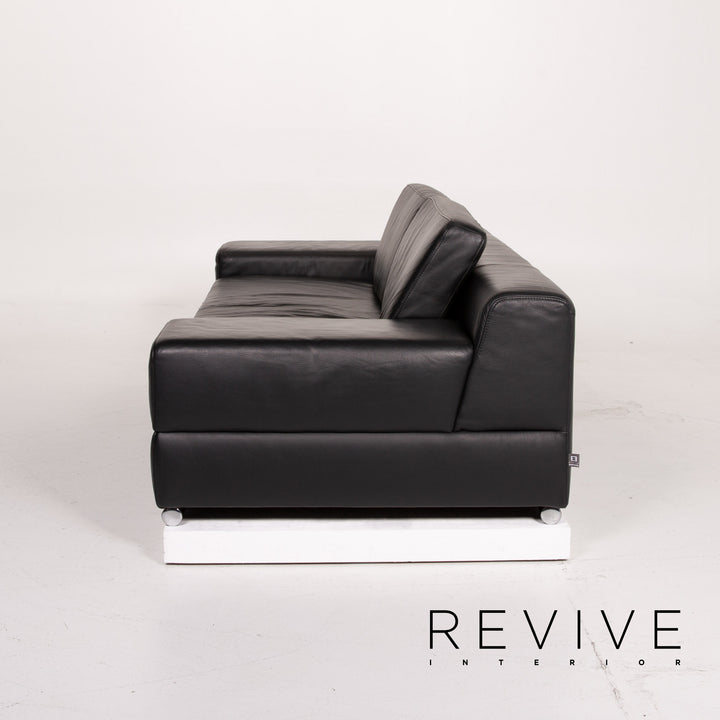 Ewald Schillig Leder Sofa Schwarz Dreisitzer #13930
