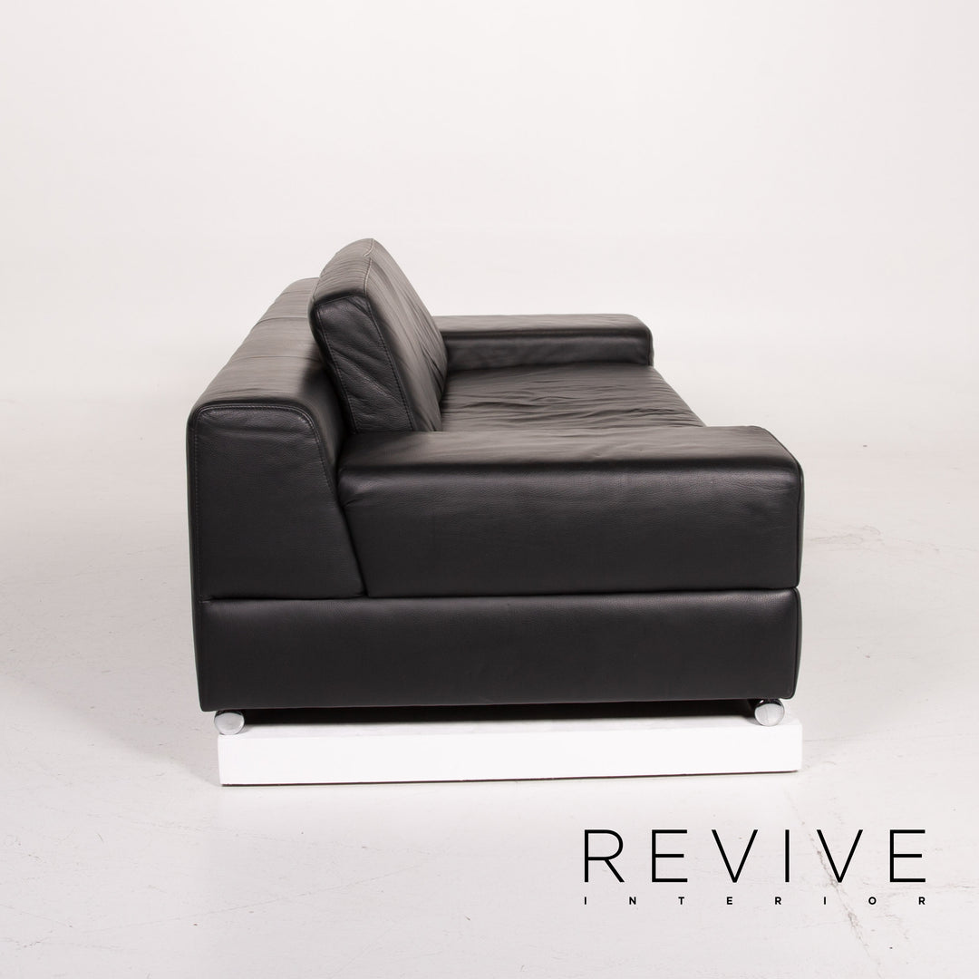 Ewald Schillig Leder Sofa Schwarz Dreisitzer #13930