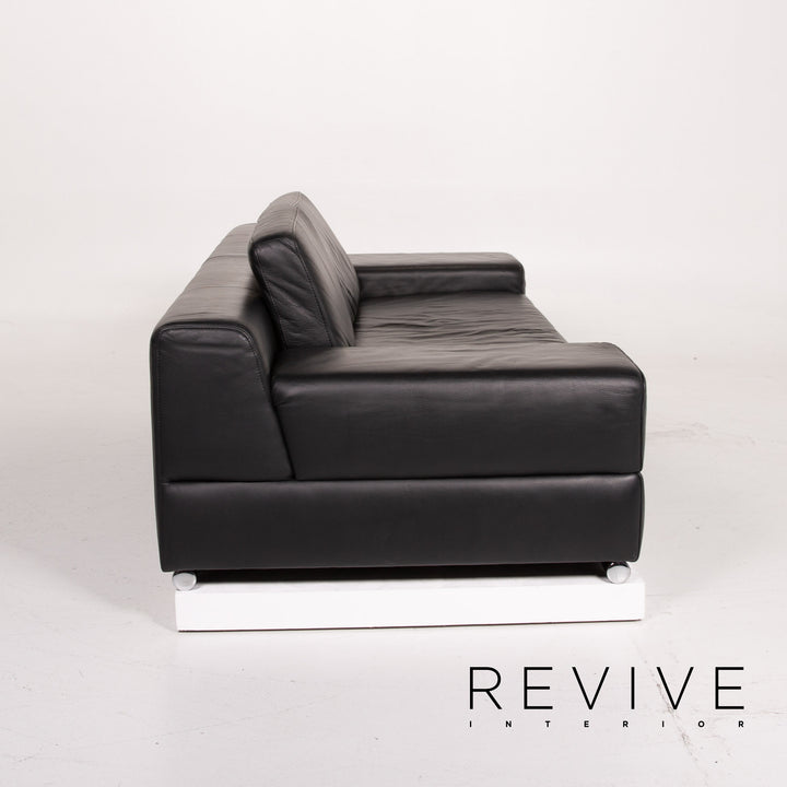 Ewald Schillig Leder Sofa Schwarz Dreisitzer #13930