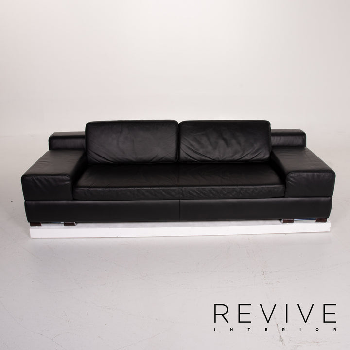 Ewald Schillig Leder Sofa Schwarz Dreisitzer #13930