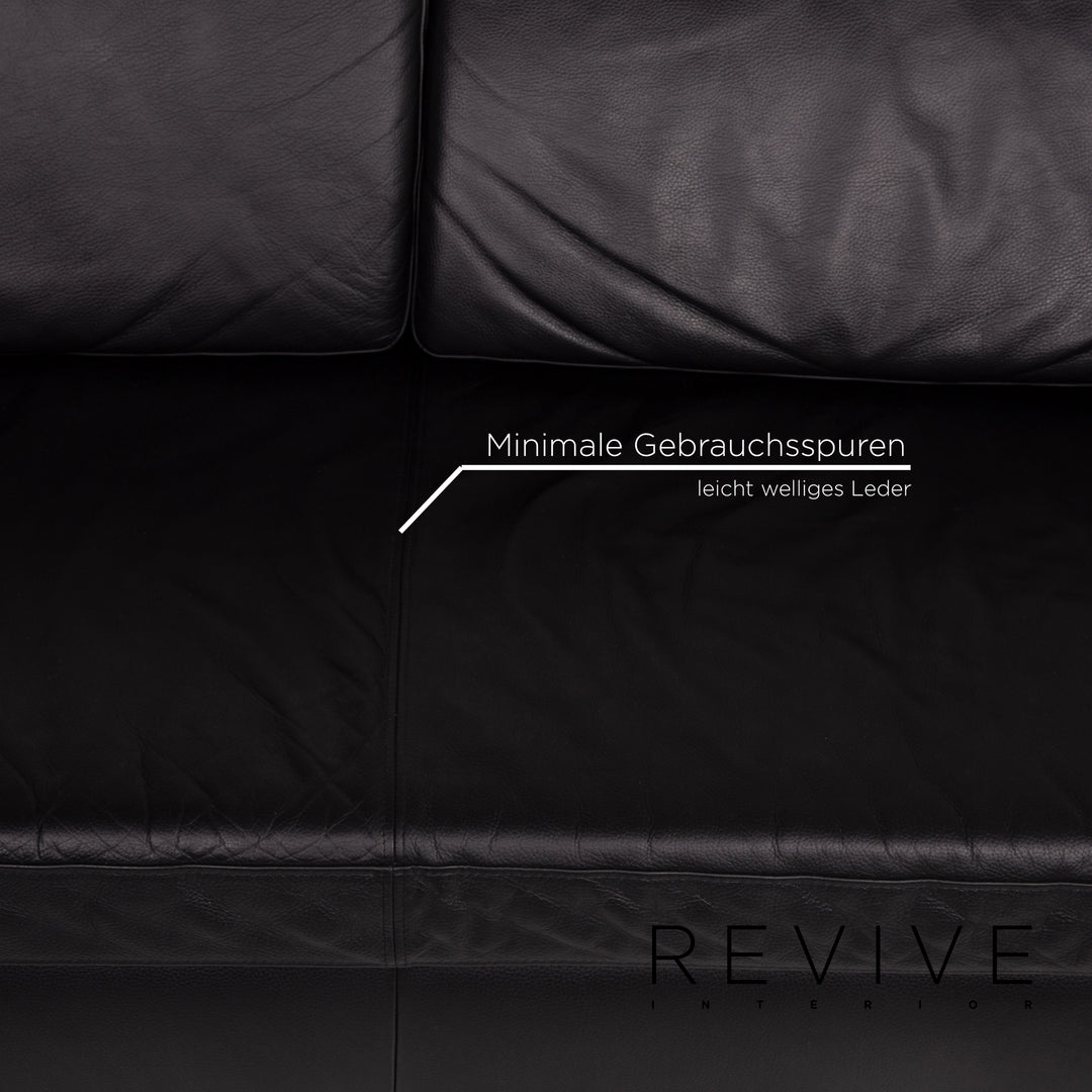 Ewald Schillig Leder Sofa Schwarz Dreisitzer #13930