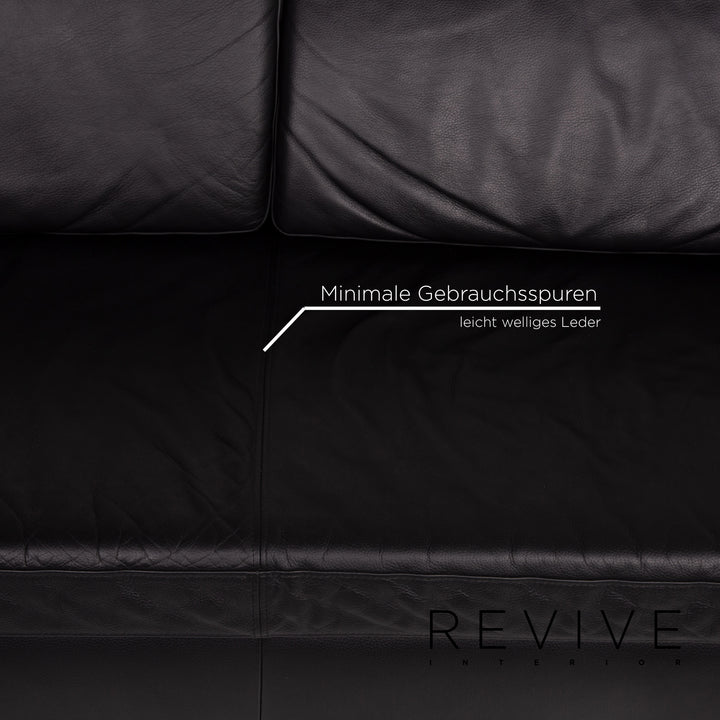 Ewald Schillig Leder Sofa Schwarz Dreisitzer #13930