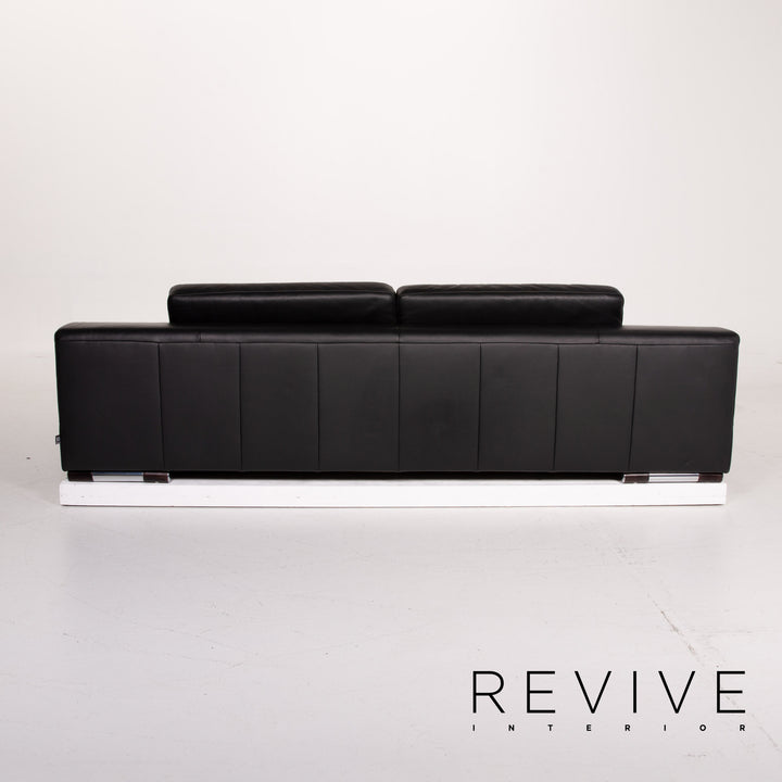 Ewald Schillig Leder Sofa Schwarz Dreisitzer #13930