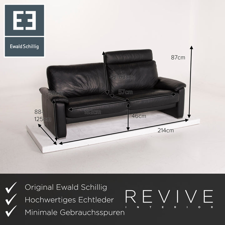 Ewald Schillig | 3 seater sofa | leather | Black | Revive Interior