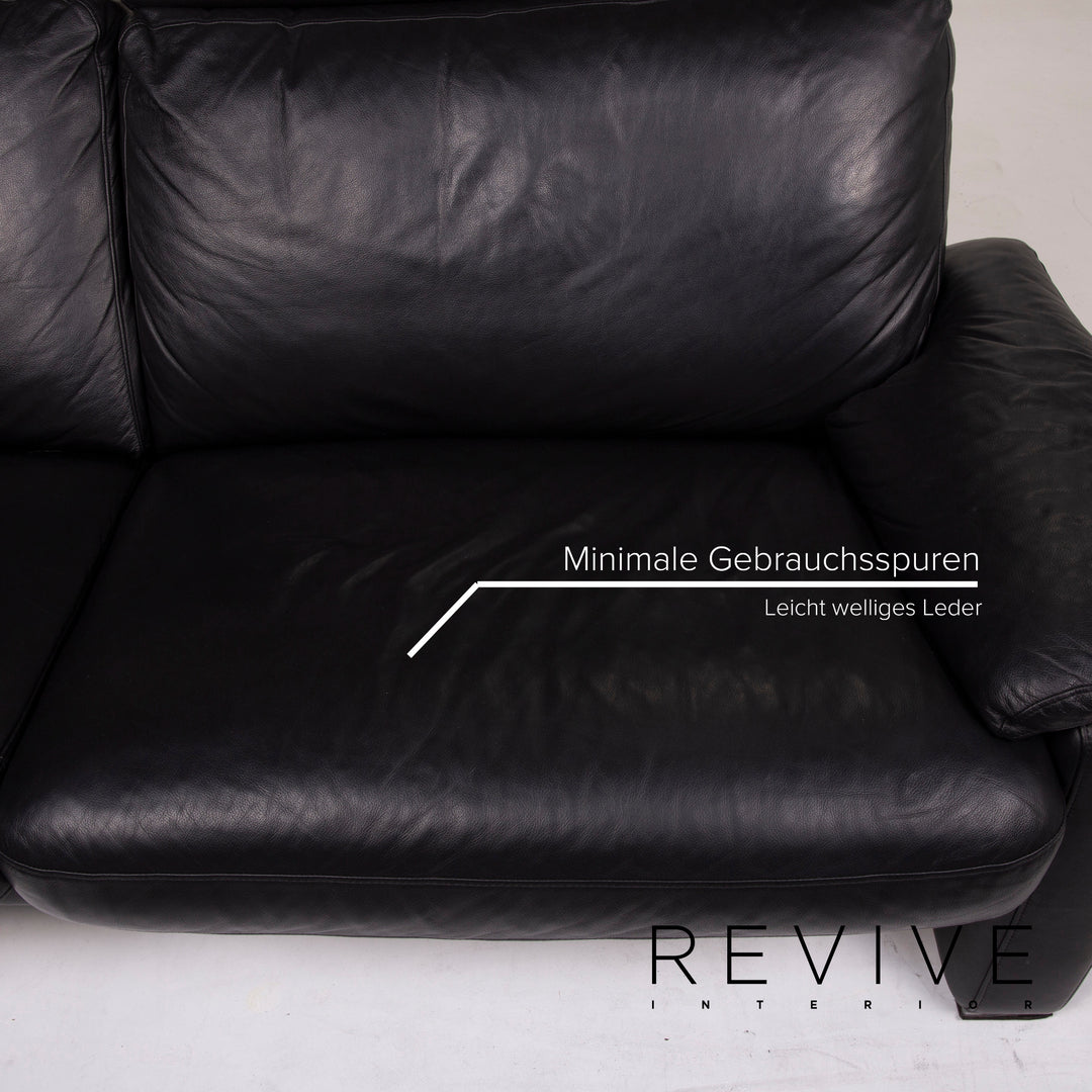 Ewald Schillig | 3 seater sofa | leather | Black | Revive Interior