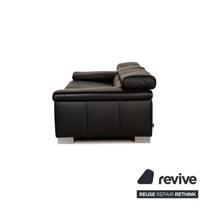 Ewald Schillig Leder Sofa Schwarz Dreisitzer Couch Funktion