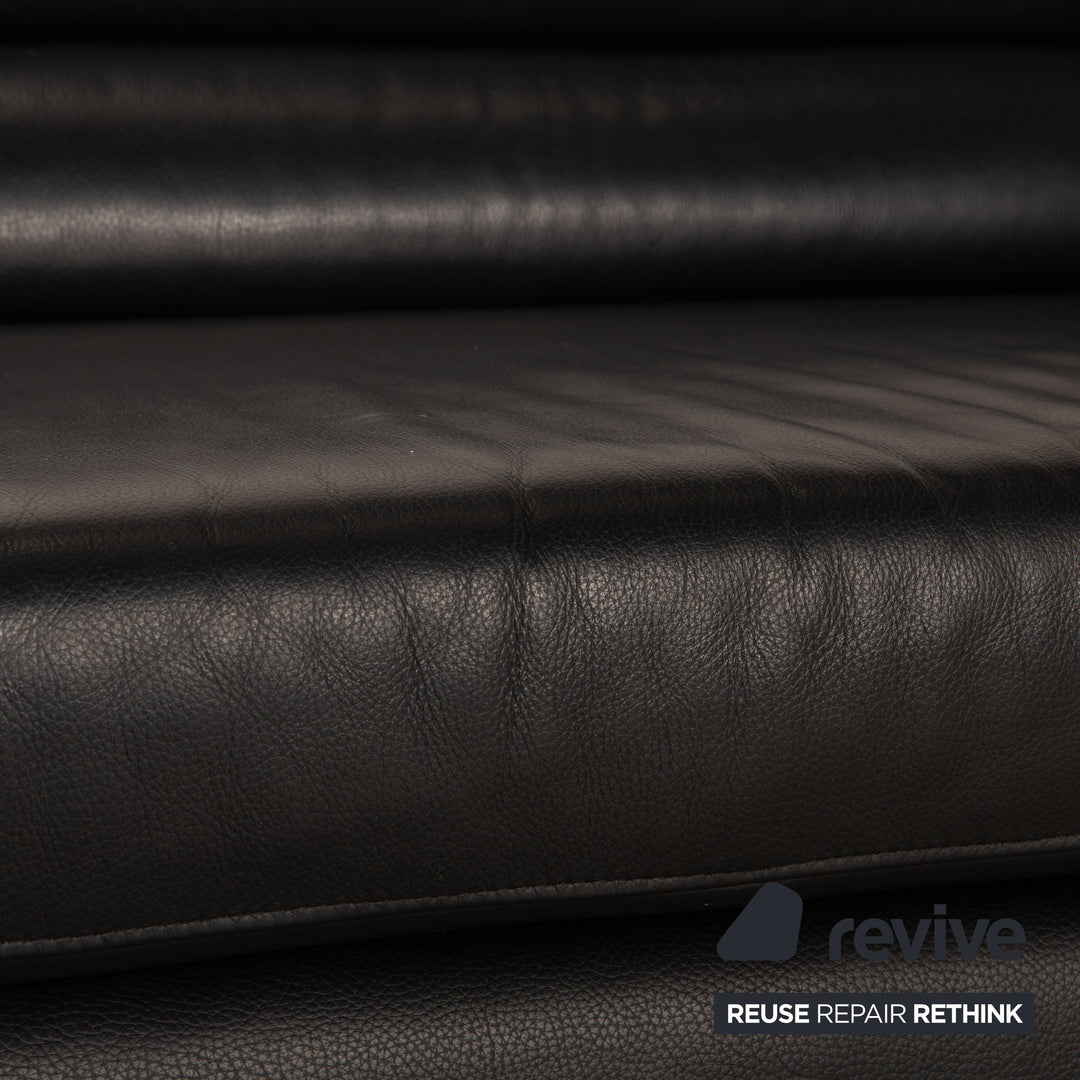 Ewald Schillig Leder Sofa Schwarz Dreisitzer Couch Funktion