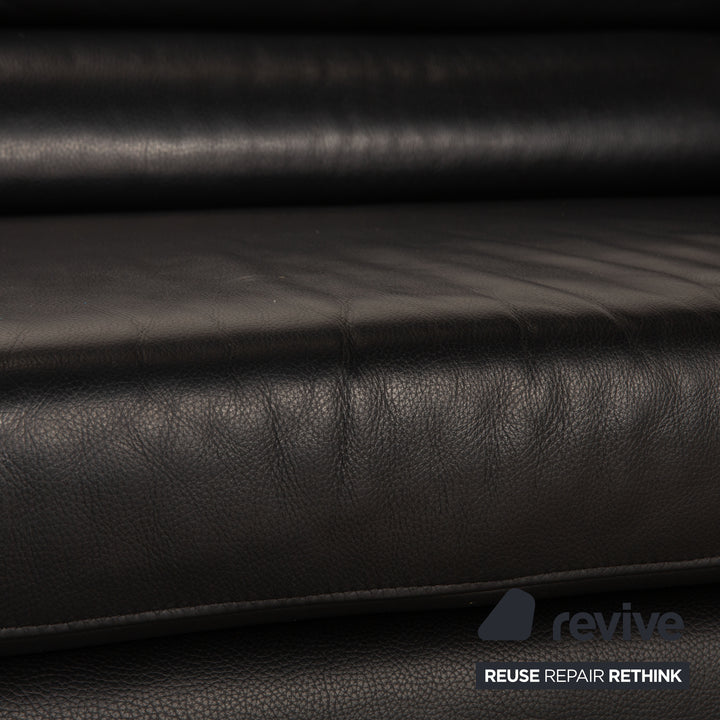 Ewald Schillig Leder Sofa Schwarz Dreisitzer Couch Funktion