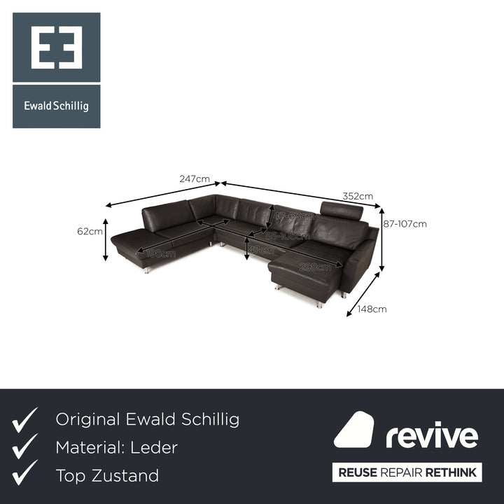 Ewald Schillig Leder Sofa Schwarz Ecksofa Couch