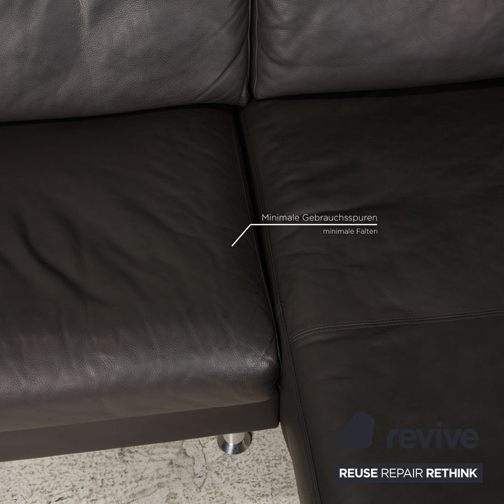 Ewald Schillig Leder Sofa Schwarz Ecksofa Couch