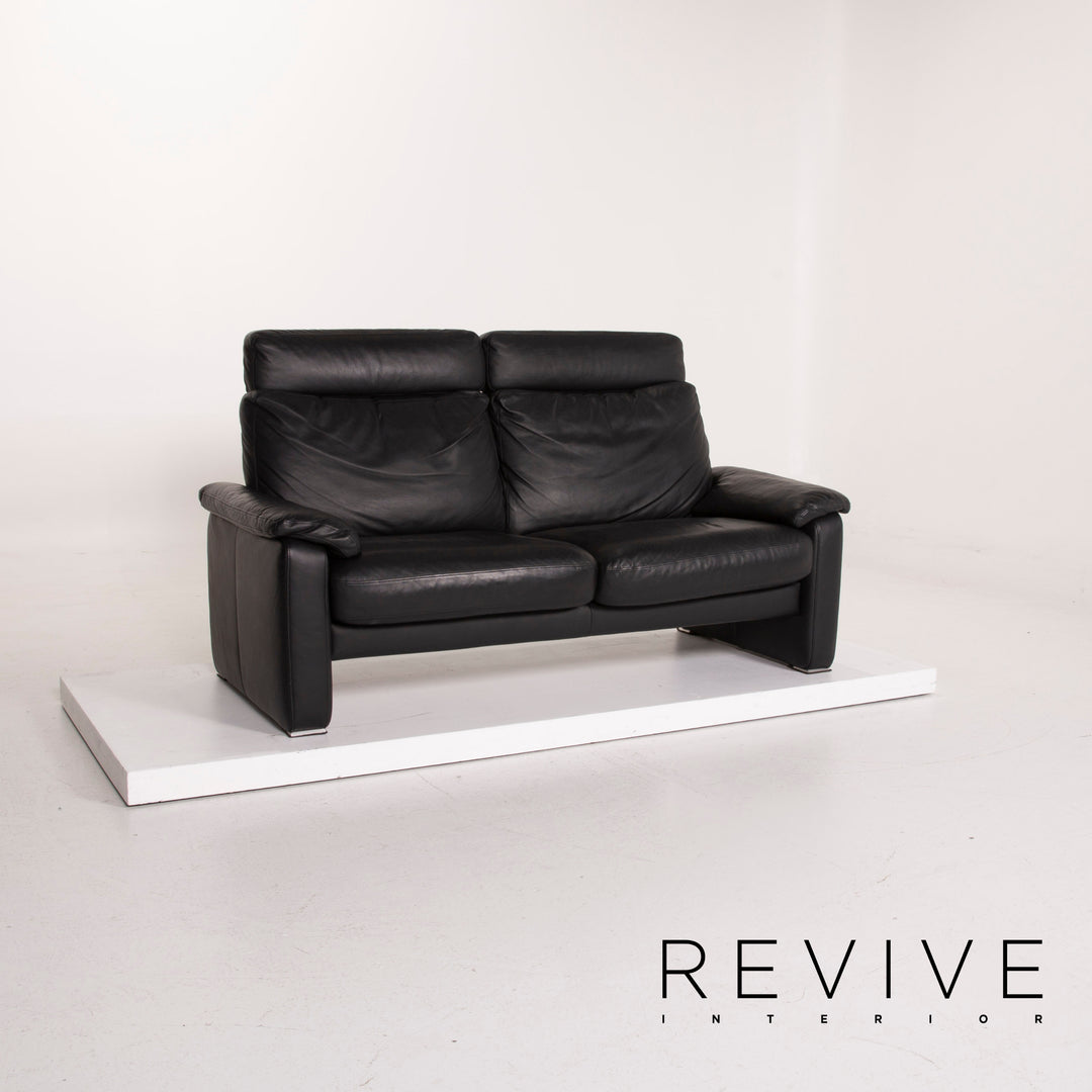 Ewald Schillig leather sofa black two-seater #14652