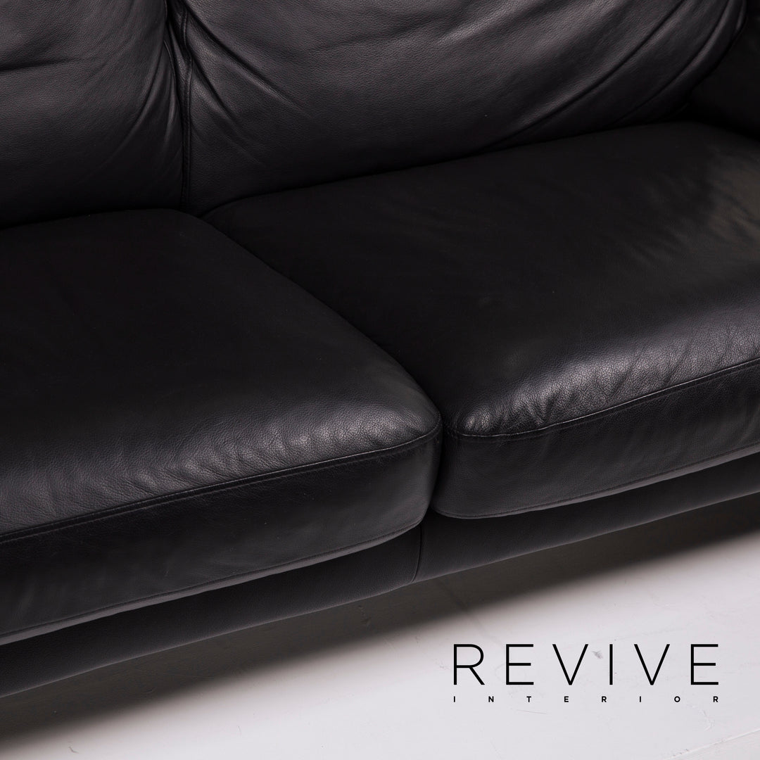Ewald Schillig leather sofa black two-seater #14652