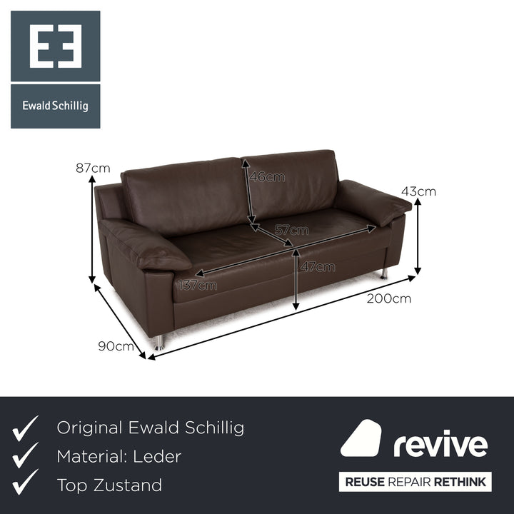 Ewald Schillig Leder Zweisitzer Braun Sofa Couch
