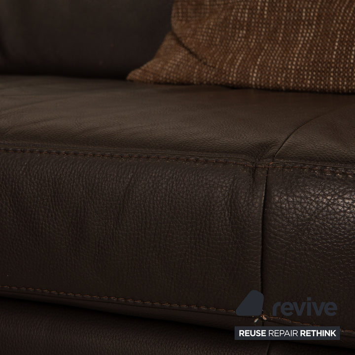 Ewald Schillig Loft Leder Ecksofa Braun Dunkelbraun Sofa Couch Recamiere links