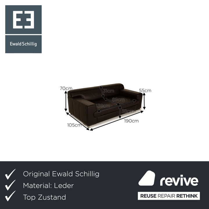Ewald Schillig Loft Leder Zweisitzer Schwarz Sofa Couch